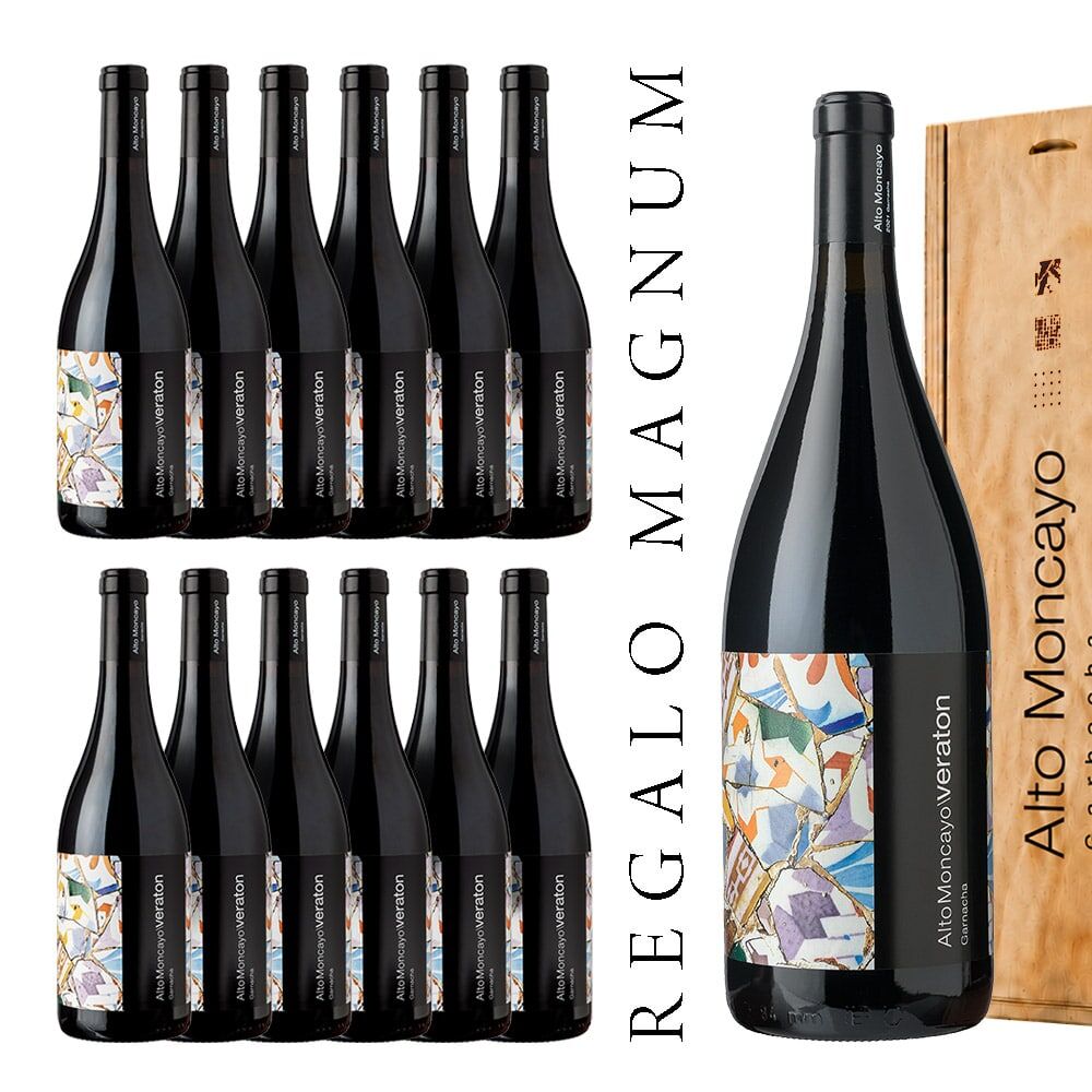 12 botellas de Veraton y regalo de Veraton magnum con caja de madera